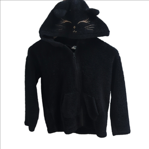 The Children's Place Black Cat Ear Sherpa Fleece Zip Hoodie 7/8
